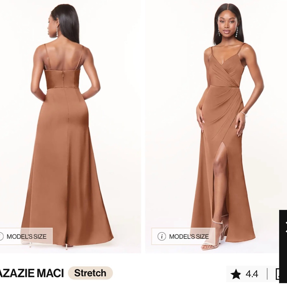 Azazie Maci Bronzer Satin Dress